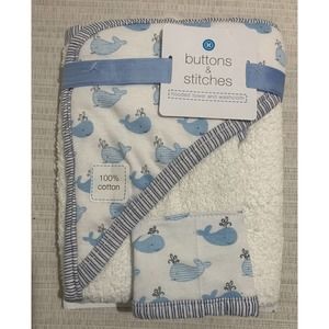 New Buttons and Stitches Hooded Towel and Wash Cloth